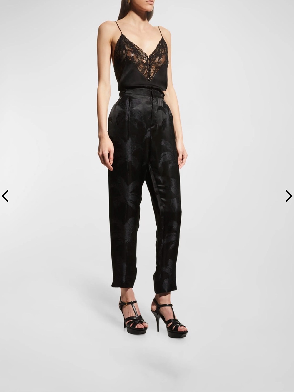 Saint Laurent Black Knotted Leather Slingback Heels with Gold Buckles